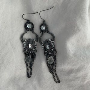 Gray chain earrings.